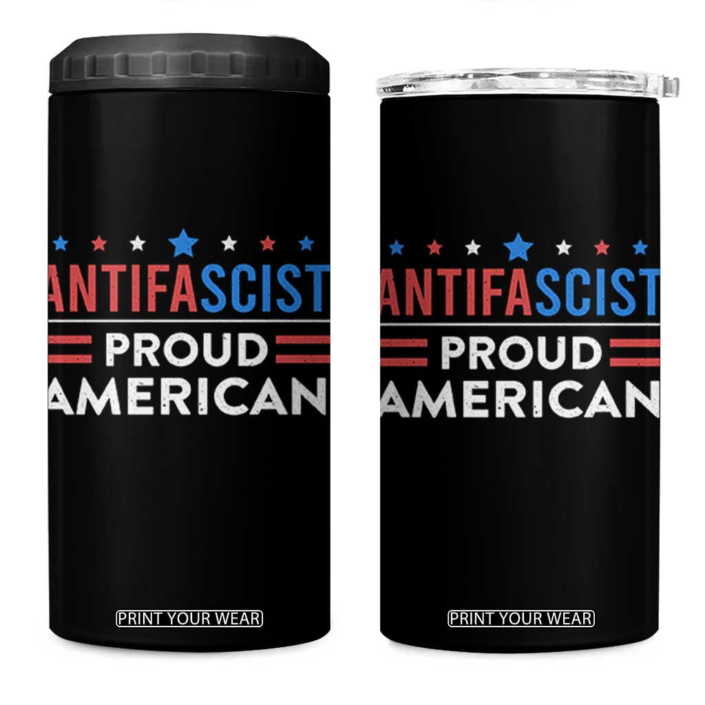 Antifascist Proud American 4 in 1 Can Cooler Tumbler Fight Fascism Protest Human Rights TS11 One Size: 16 oz Black Print Your Wear