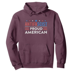 Antifascist Proud American Hoodie Fight Fascism Protest Human Rights TS11 Maroon Print Your Wear