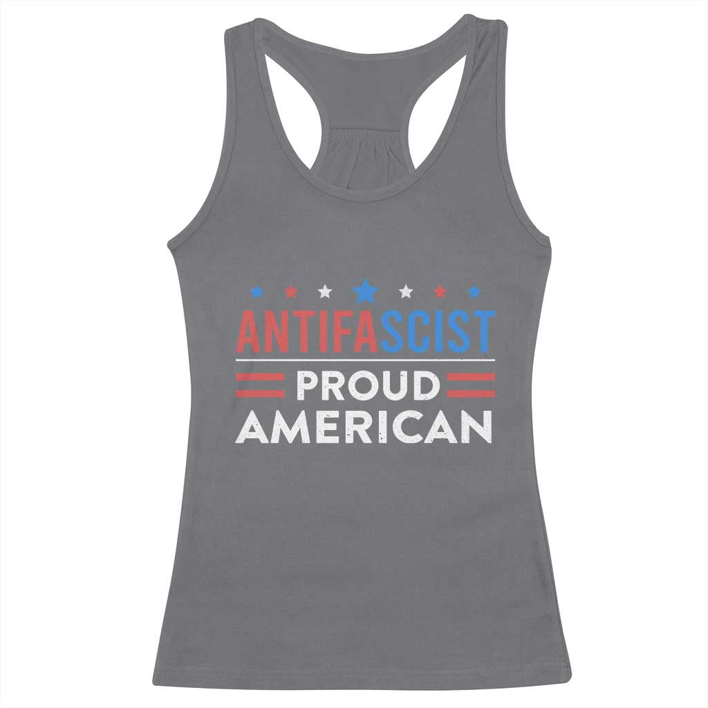 Antifascist Proud American Racerback Tank Top Fight Fascism Protest Human Rights TS11 Charcoal Print Your Wear
