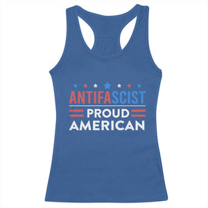 Antifascist Proud American Racerback Tank Top Fight Fascism Protest Human Rights TS11 Royal Blue Print Your Wear