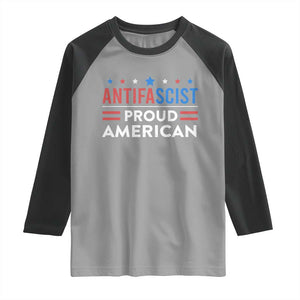 Antifascist Proud American Raglan Shirt Fight Fascism Protest Human Rights TS11 Sport Gray Black Print Your Wear