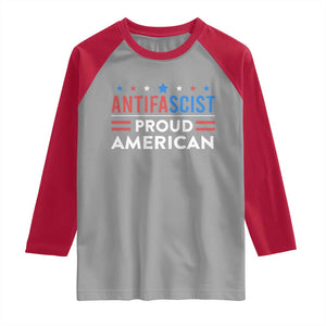 Antifascist Proud American Raglan Shirt Fight Fascism Protest Human Rights TS11 Sport Gray Red Print Your Wear