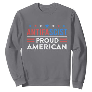 Antifascist Proud American Sweatshirt Fight Fascism Protest Human Rights TS11 Charcoal Print Your Wear