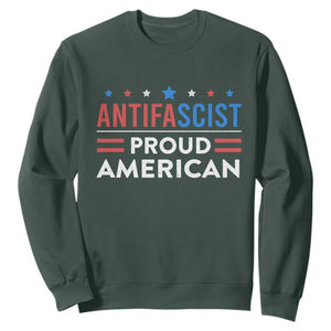 Antifascist Proud American Sweatshirt Fight Fascism Protest Human Rights TS11 Dark Forest Green Print Your Wear