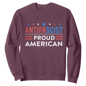 Antifascist Proud American Sweatshirt Fight Fascism Protest Human Rights TS11 Maroon Print Your Wear