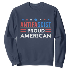 Antifascist Proud American Sweatshirt Fight Fascism Protest Human Rights TS11 Navy Print Your Wear
