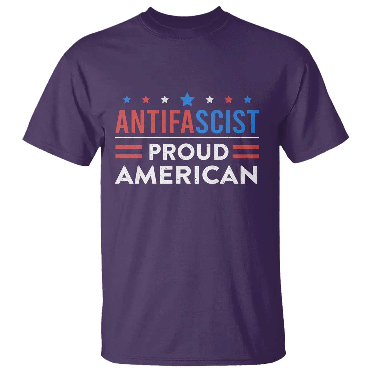 Antifascist Proud American T Shirt - Fight Fascism Protest Human Rights Democracy Tee TS11 Purple Print Your Wear