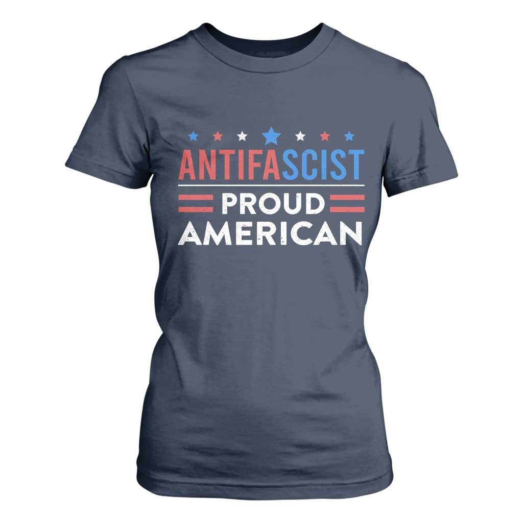 Antifascist Proud American T Shirt For Women Fight Fascism Protest Human Rights TS11 Navy Print Your Wear
