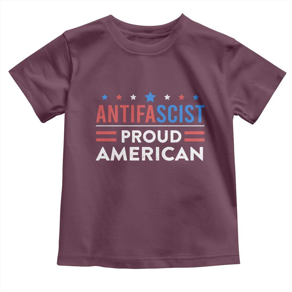 Antifascist Proud American Toddler T Shirt Fight Fascism Protest Human Rights TS11 Maroon Print Your Wear