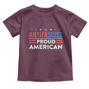 Antifascist Proud American Toddler T Shirt Fight Fascism Protest Human Rights TS11 Maroon Print Your Wear