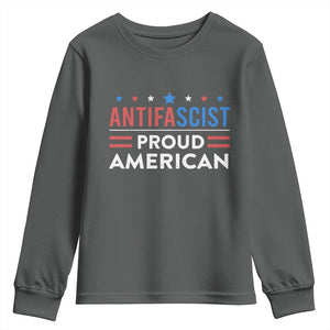 Antifascist Proud American Youth Sweatshirt Fight Fascism Protest Human Rights TS11 Dark Heather Print Your Wear