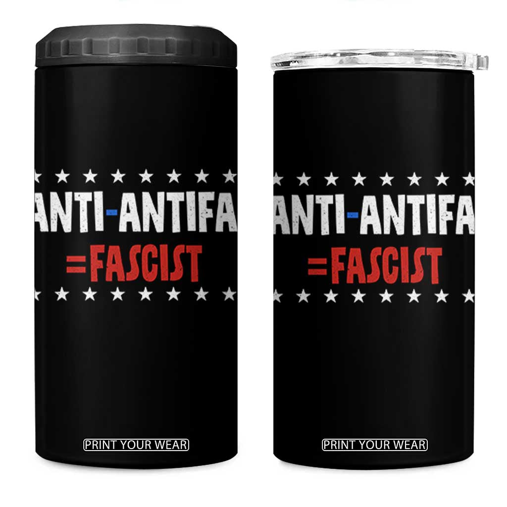 Fight Fascism Protest Anti Fascism 4 in 1 Can Cooler Tumbler Vintage Stars And Stripes TS11 One Size: 16 oz Black Print Your Wear
