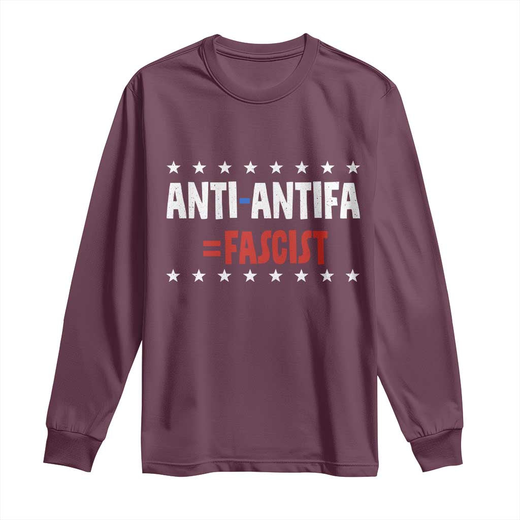 Fight Fascism Protest Anti Fascism Long Sleeve Shirt Vintage Stars And Stripes TS11 Maroon Print Your Wear