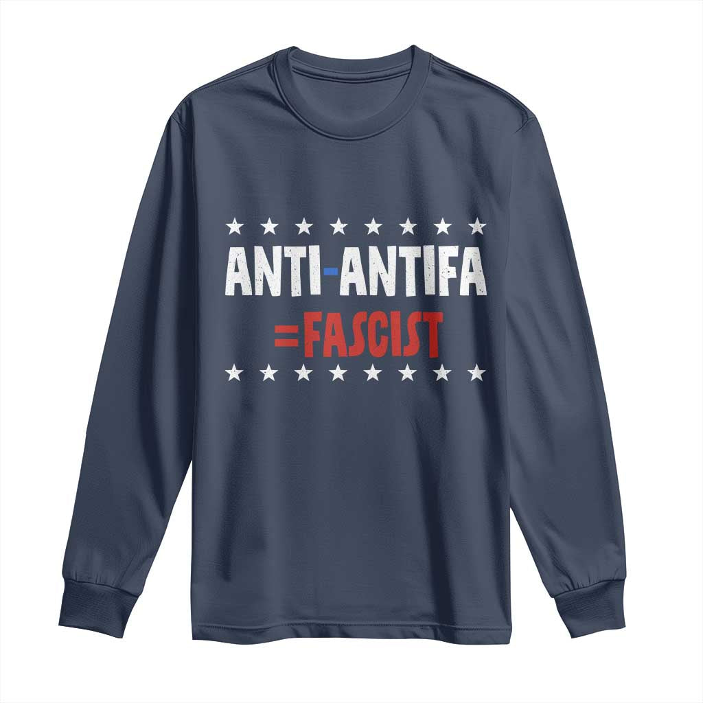 Fight Fascism Protest Anti Fascism Long Sleeve Shirt Vintage Stars And Stripes TS11 Navy Print Your Wear