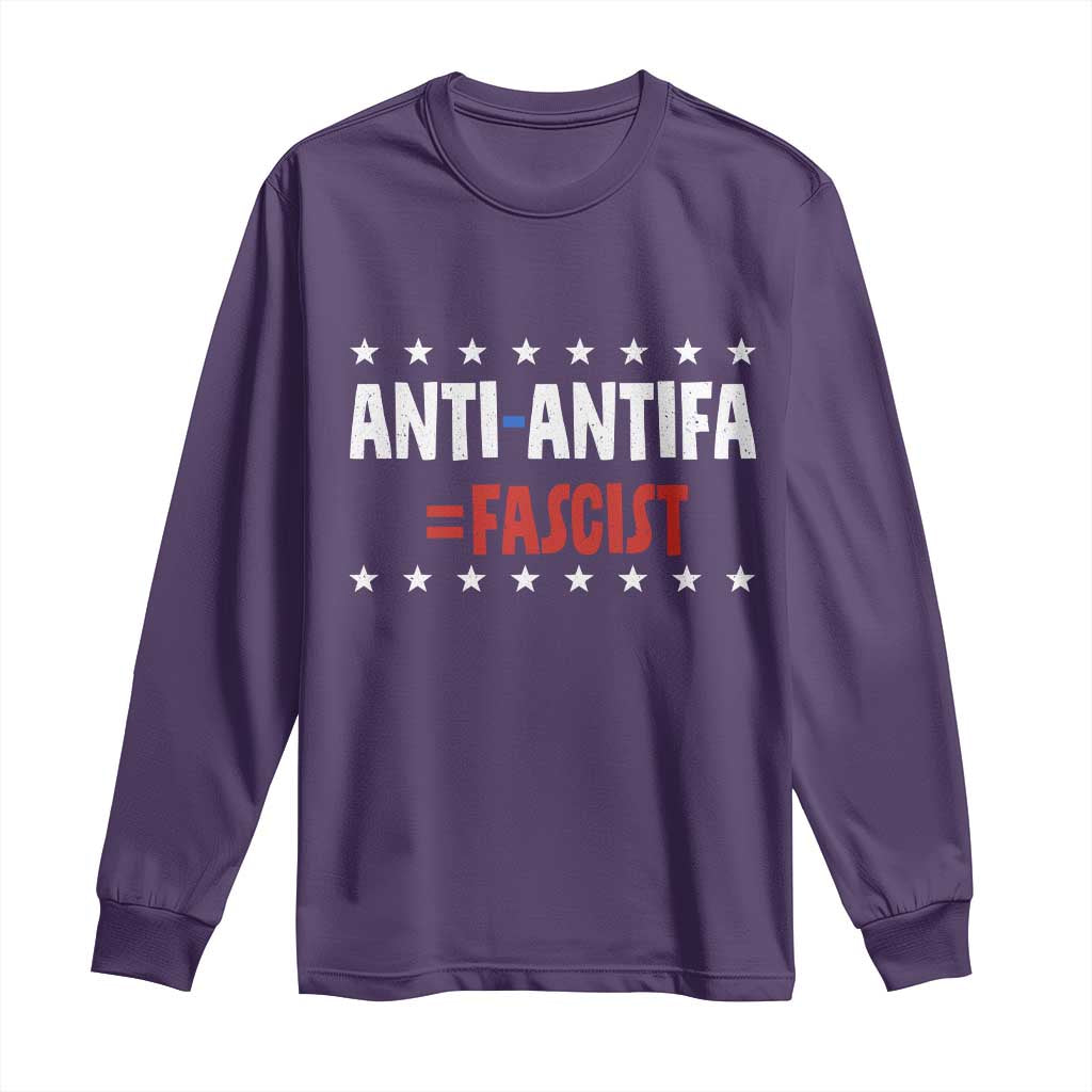 Fight Fascism Protest Anti Fascism Long Sleeve Shirt Vintage Stars And Stripes TS11 Purple Print Your Wear