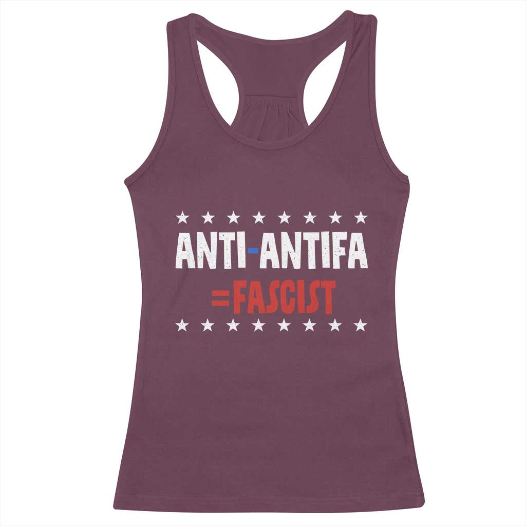 Fight Fascism Protest Anti Fascism Racerback Tank Top Vintage Stars And Stripes TS11 Maroon Print Your Wear
