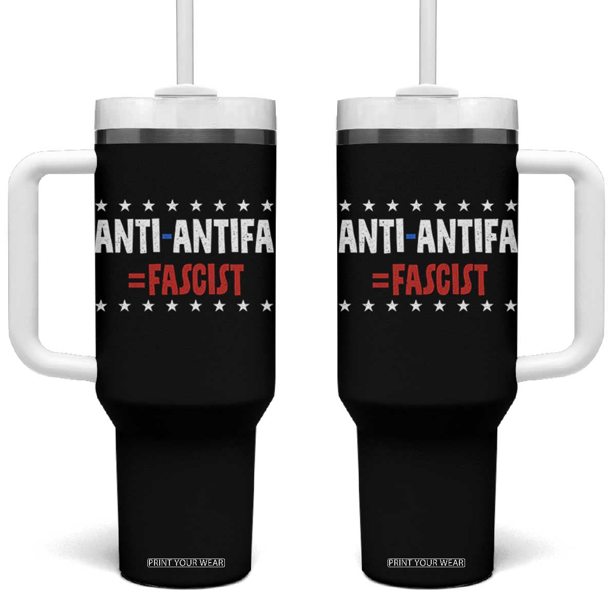 Fight Fascism Protest Anti Fascism Tumbler With Handle Vintage Stars And Stripes TS11 One Size: 40 oz Black Print Your Wear