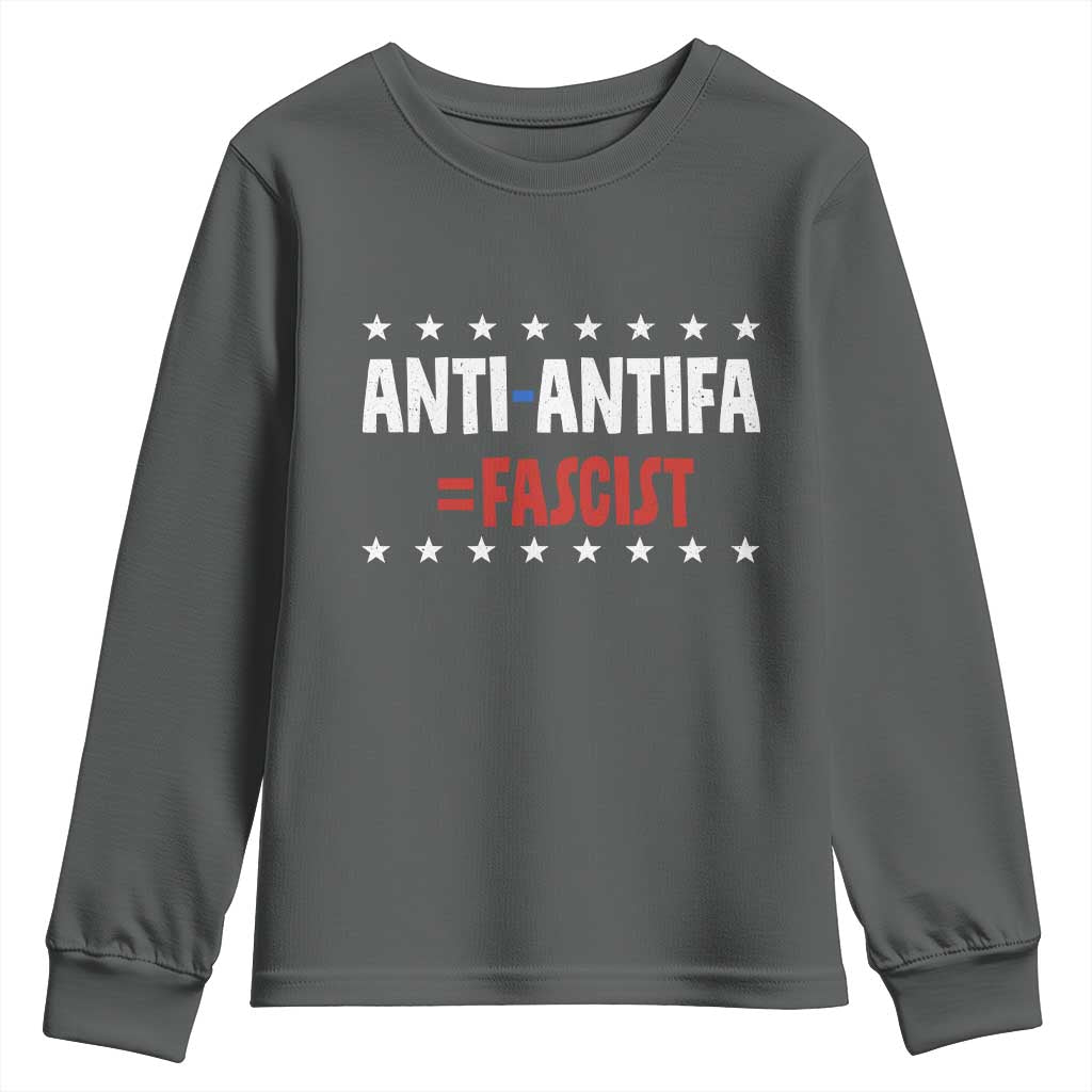 Fight Fascism Protest Anti Fascism Youth Sweatshirt Vintage Stars And Stripes TS11 Dark Heather Print Your Wear