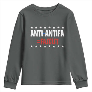 Fight Fascism Protest Anti Fascism Youth Sweatshirt Vintage Stars And Stripes TS11 Dark Heather Print Your Wear