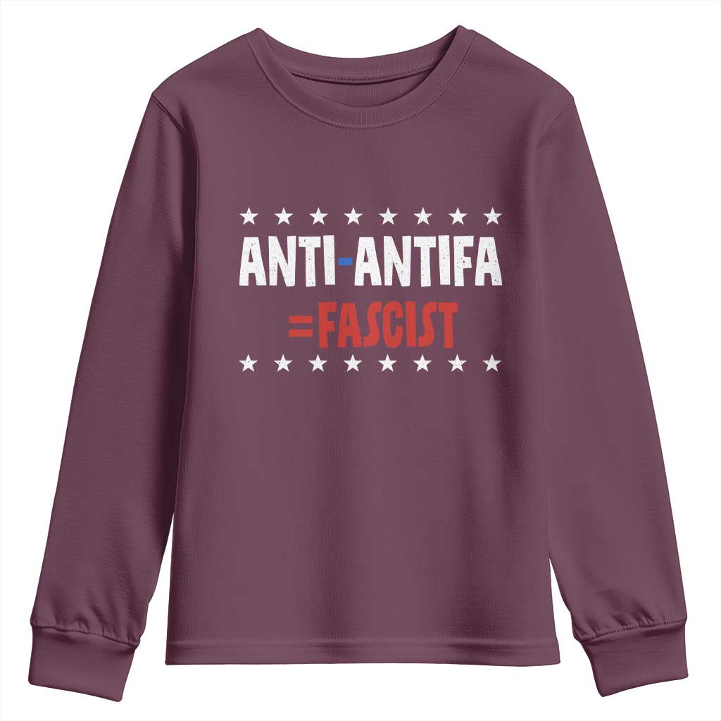 Fight Fascism Protest Anti Fascism Youth Sweatshirt Vintage Stars And Stripes TS11 Maroon Print Your Wear