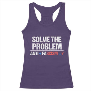 Funny Anti Fascism Protest Racerback Tank Top Solve The Problem TS11 Purple Print Your Wear