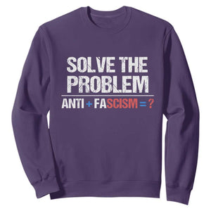 Funny Anti Fascism Protest Sweatshirt Solve The Problem TS11 Purple Print Your Wear