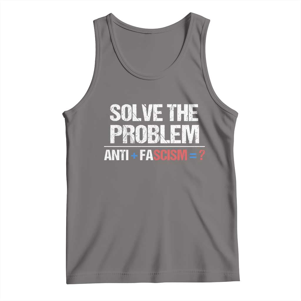 Funny Anti Fascism Protest Tank Top Solve The Problem TS11 Deep Heather Print Your Wear
