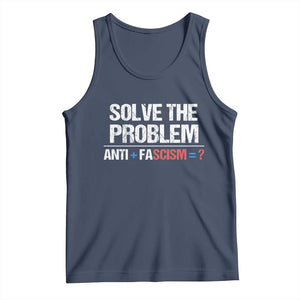 Funny Anti Fascism Protest Tank Top Solve The Problem TS11 Navy Print Your Wear