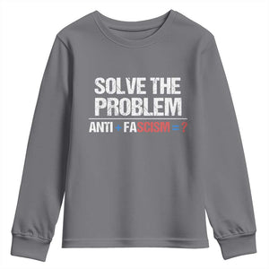 Funny Anti Fascism Protest Youth Sweatshirt Solve The Problem TS11 Charcoal Print Your Wear