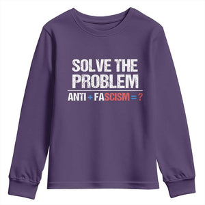 Funny Anti Fascism Protest Youth Sweatshirt Solve The Problem TS11 Purple Print Your Wear