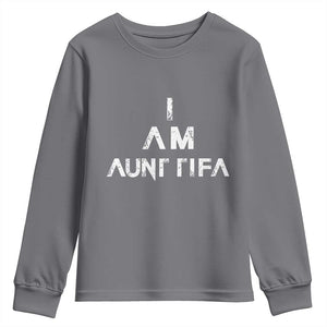 Funny I Am Aunt Tifa Youth Sweatshirt Political Satire Fight Fascism Protest TS11 Charcoal Print Your Wear