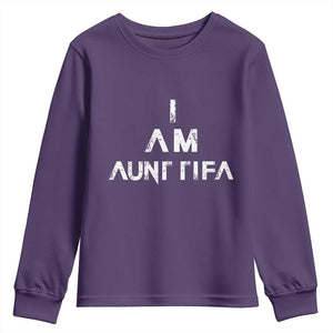 Funny I Am Aunt Tifa Youth Sweatshirt Political Satire Fight Fascism Protest TS11 Purple Print Your Wear