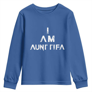 Funny I Am Aunt Tifa Youth Sweatshirt Political Satire Fight Fascism Protest TS11 Royal Blue Print Your Wear