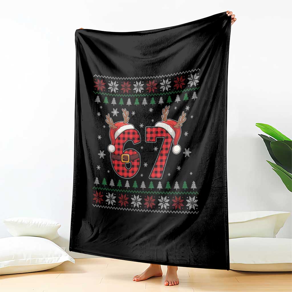 Funny 67 Six Seven Meme Brainrot Cringe Christmas Plaid Graphic Throw Blanket TS11 Print Your Wear