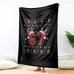 Funny 67 Six Seven Meme Brainrot Cringe Christmas Plaid Graphic Throw Blanket TS11 Print Your Wear