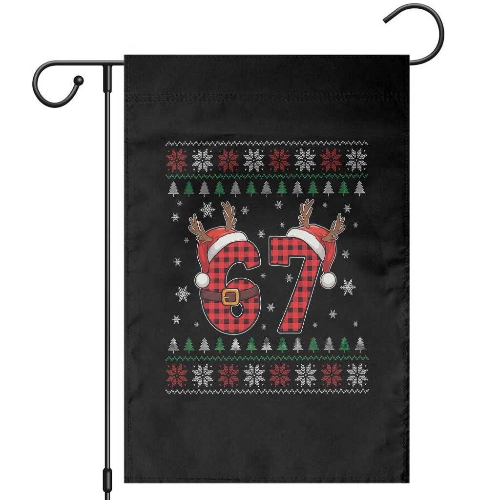 Funny 67 Six Seven Meme Brainrot Cringe Christmas Plaid Graphic Garden Flag TS11 Black Print Your Wear
