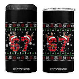 Funny 67 Six Seven Meme Brainrot Cringe Christmas Plaid Graphic 4 in 1 Can Cooler Tumbler TS11 One Size: 16 oz Black Print Your Wear