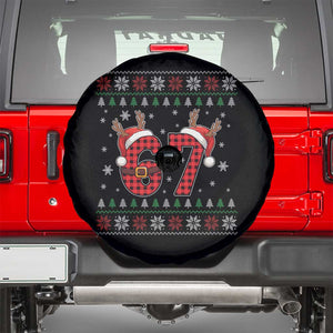 Funny 67 Six Seven Meme Brainrot Cringe Christmas Plaid Graphic Spare Tire Cover TS11 Black Print Your Wear
