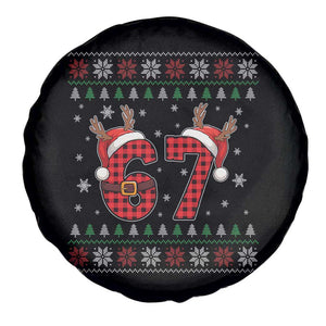 Funny 67 Six Seven Meme Brainrot Cringe Christmas Plaid Graphic Spare Tire Cover TS11 Print Your Wear