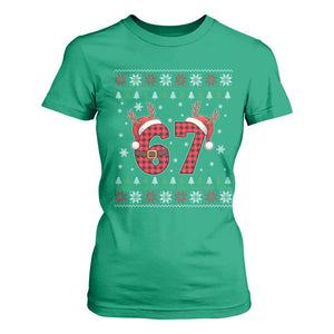 Funny 67 Six Seven Meme Brainrot Cringe Christmas Plaid Graphic T Shirt For Women TS11 Irish Green Print Your Wear