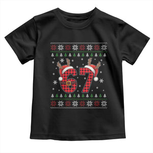 Funny 67 Six Seven Meme Brainrot Cringe Christmas Plaid Graphic Toddler T Shirt TS11 Black Print Your Wear
