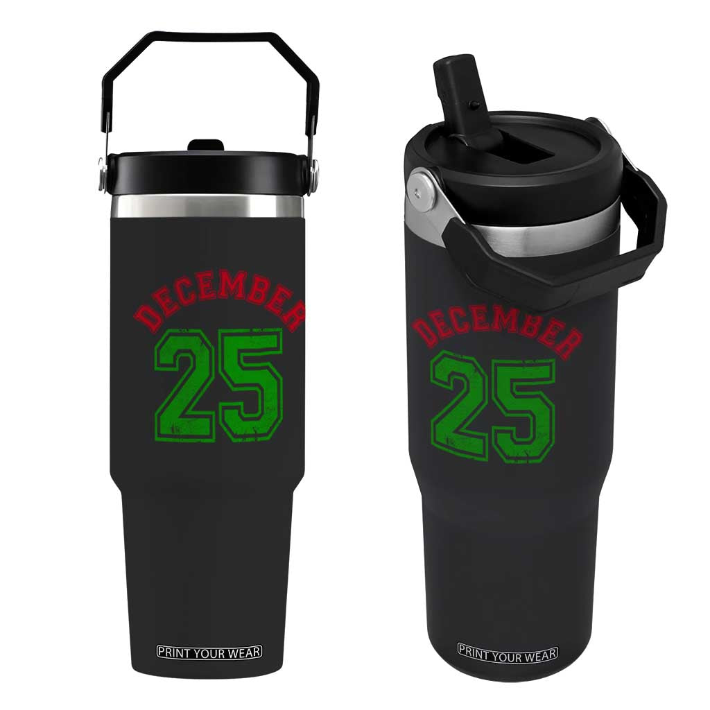 December 25 Christmas Sport Jersey Number Xmas Flip Straw Tumbler TS11 One Size: 30 oz Black Print Your Wear