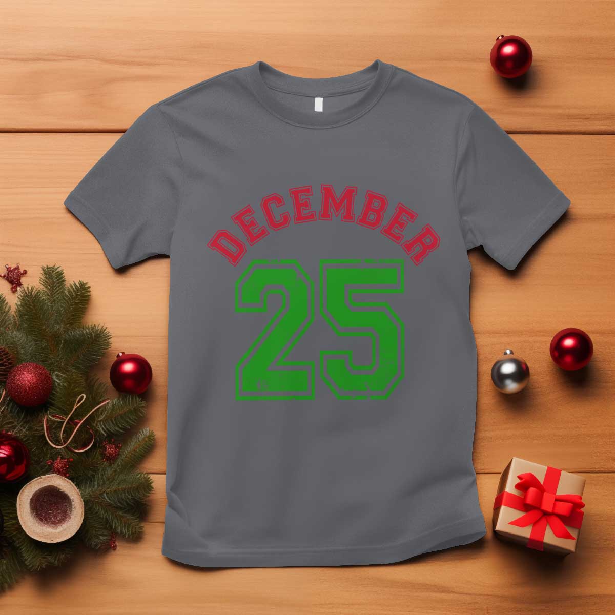 December 25 Christmas Sport Jersey Number Xmas T Shirt TS11 Charcoal Print Your Wear