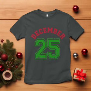 December 25 Christmas Sport Jersey Number Xmas T Shirt TS11 Dark Heather Print Your Wear