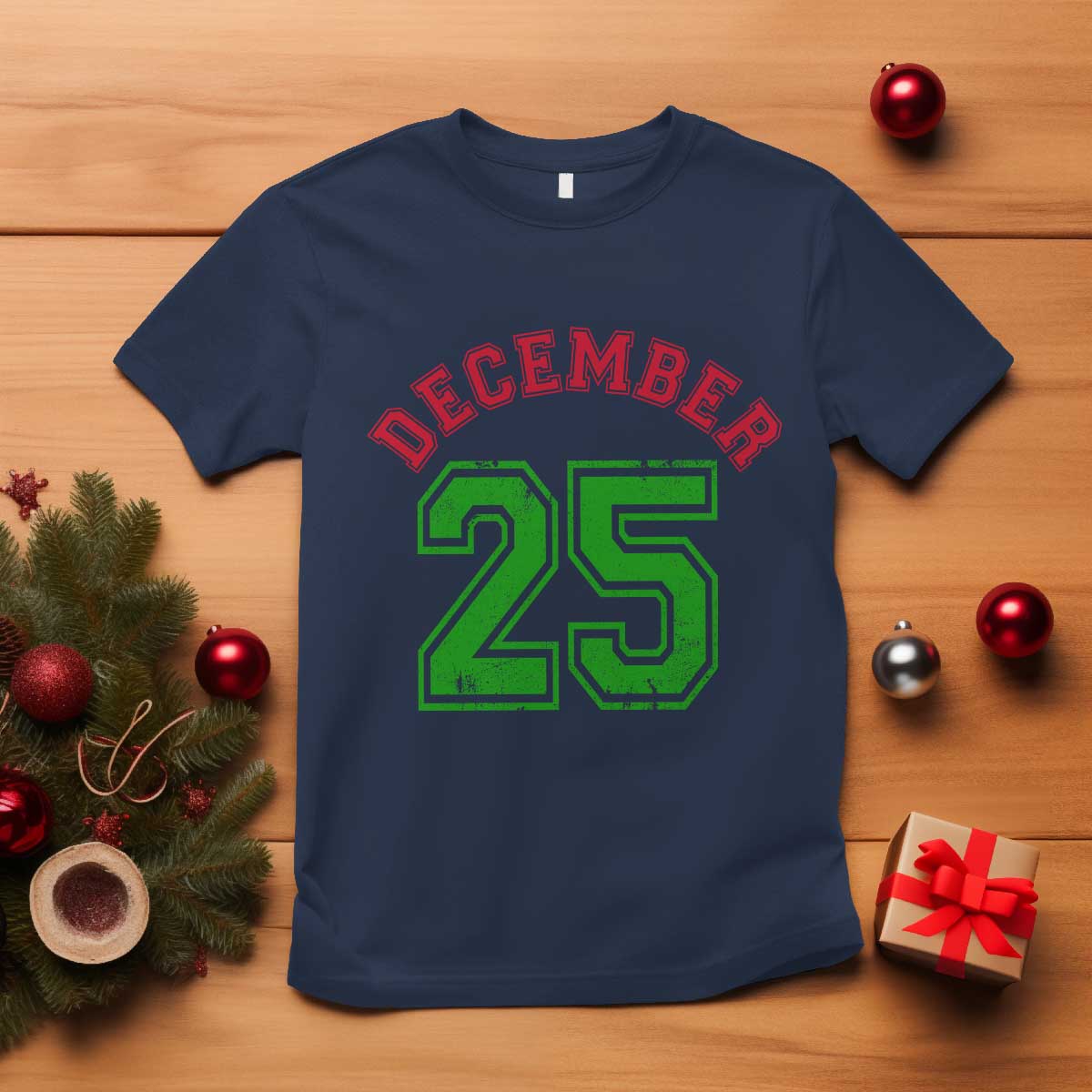 December 25 Christmas Sport Jersey Number Xmas T Shirt TS11 Navy Print Your Wear