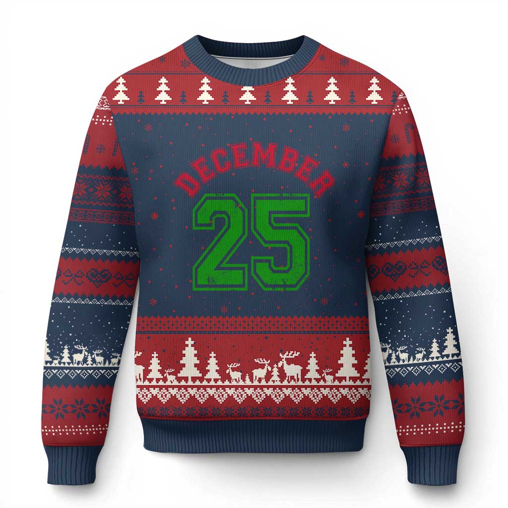 December 25 Xmas Sport Jersey Number Xmas Ugly Christmas Sweater TS11 Navy Red Print Your Wear