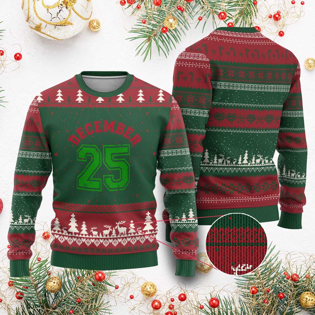 December 25 Xmas Sport Jersey Number Xmas Ugly Christmas Sweater TS11 Red Green Print Your Wear