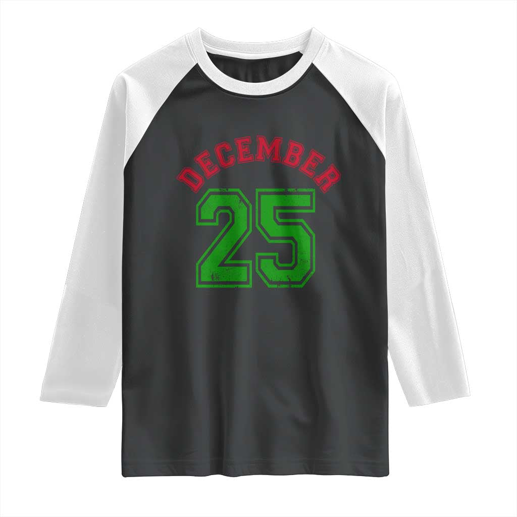 December 25 Christmas Sport Jersey Number Xmas Raglan Shirt TS11 Black White Print Your Wear