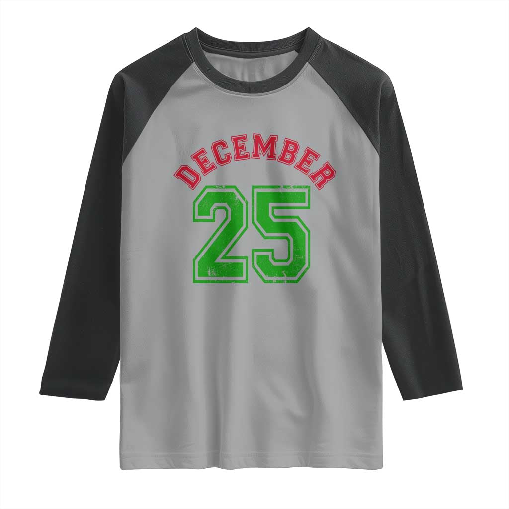 December 25 Christmas Sport Jersey Number Xmas Raglan Shirt TS11 Sport Gray Black Print Your Wear