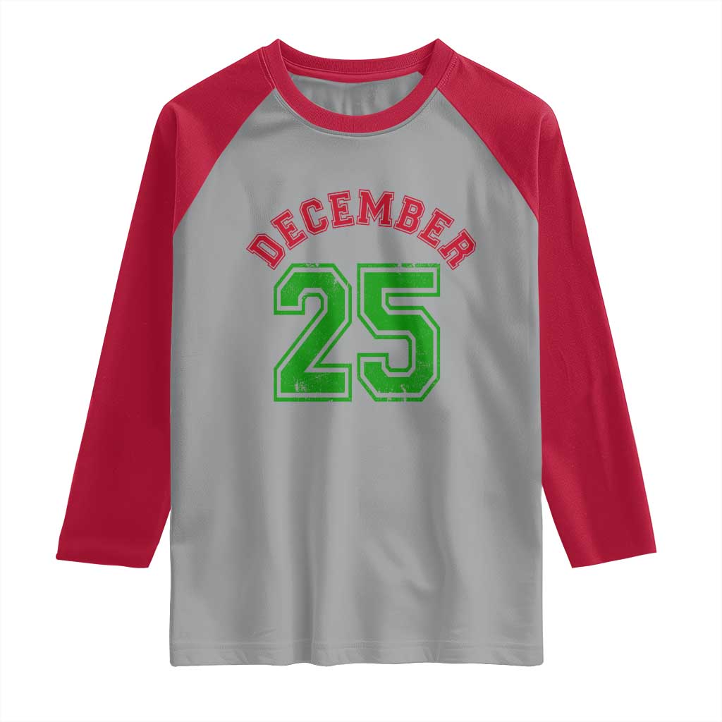 December 25 Christmas Sport Jersey Number Xmas Raglan Shirt TS11 Sport Gray Red Print Your Wear